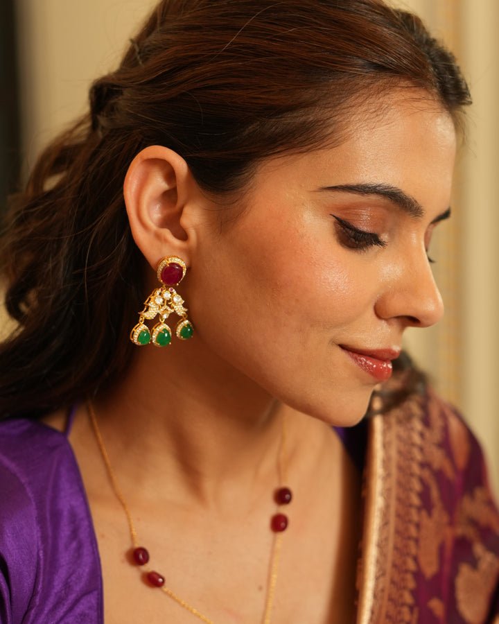 Polki silver Pendant Set
