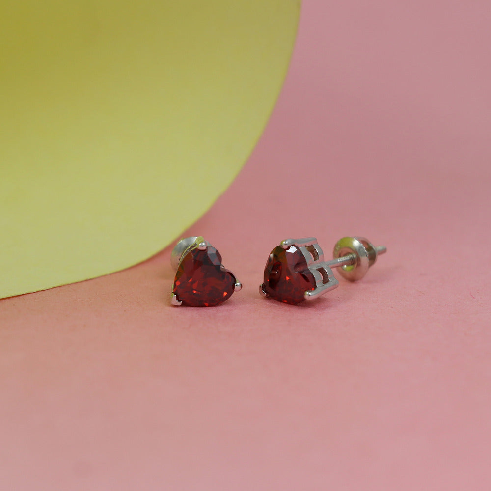 Red Heart Shape stone studs