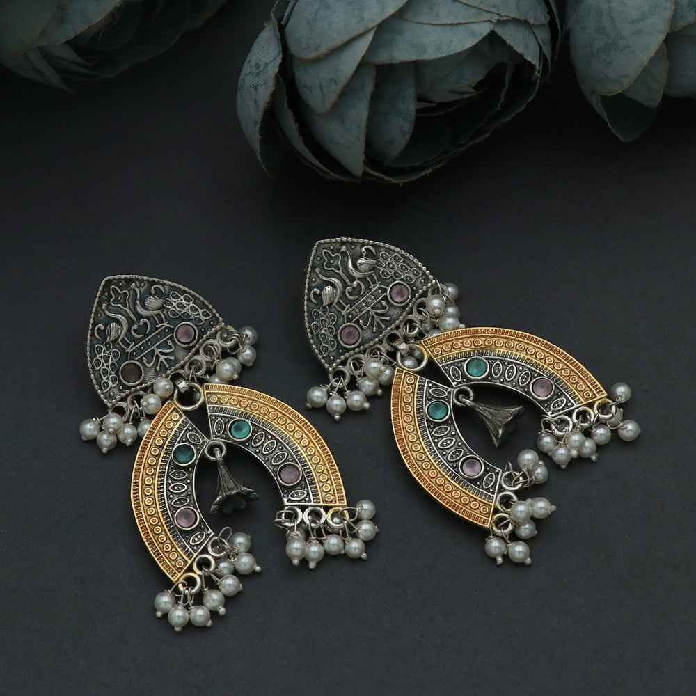 Silver Dual Tone Dangle earrings