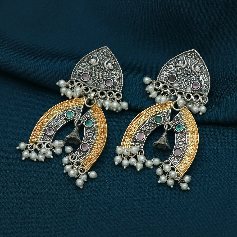 Silver Dual Tone Dangle earrings