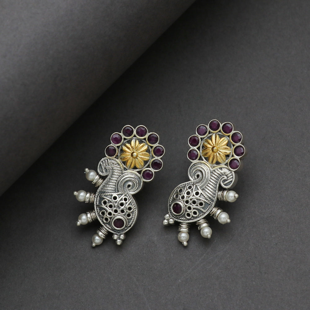 Silver Dual Tone Fish Shaped Earring