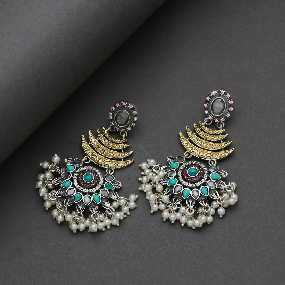 Silver Dual Tone Multicolor earring