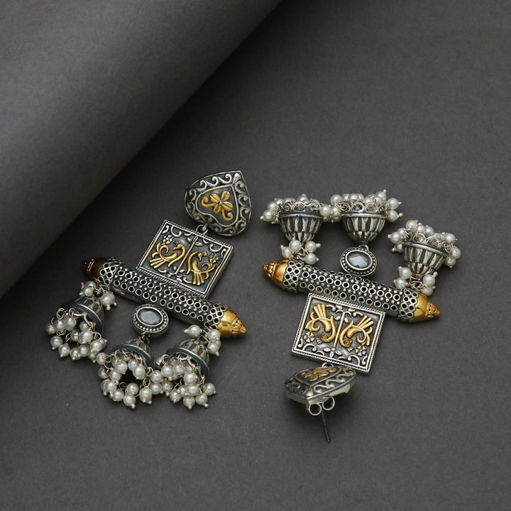 Silver Dual Tone Traditional Earring
