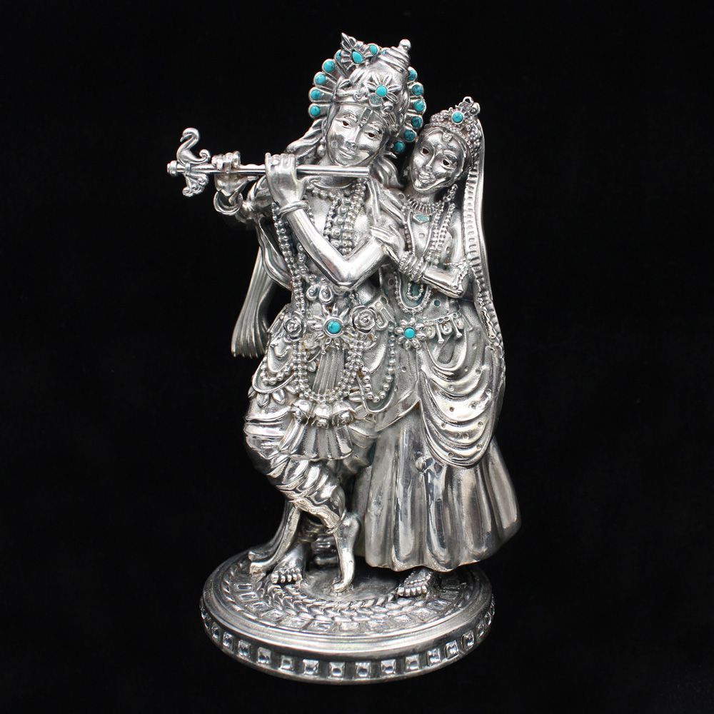 silver radha krishna