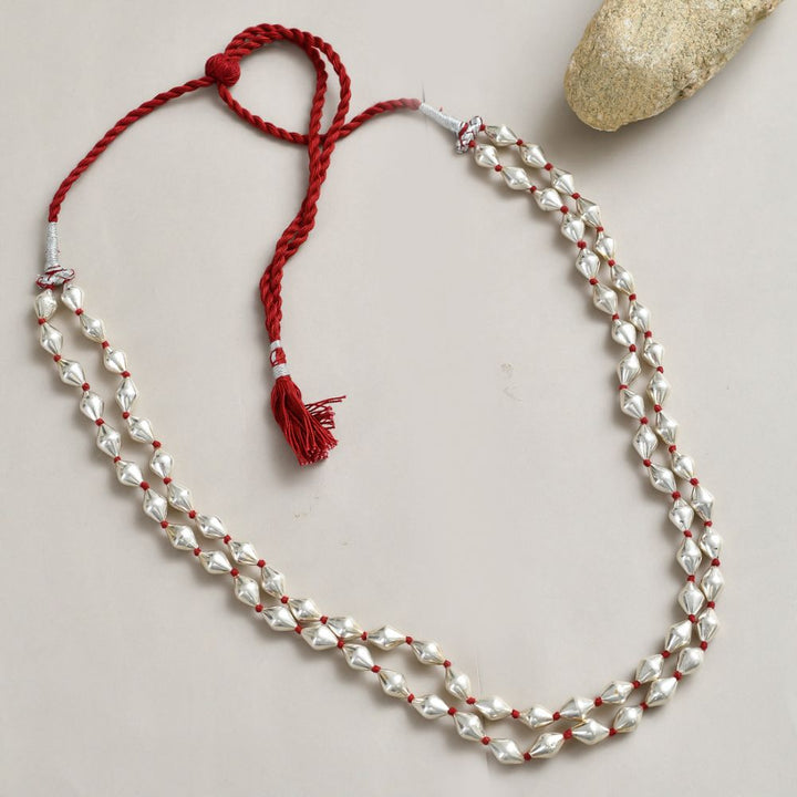 Silver double layer dholki necklace