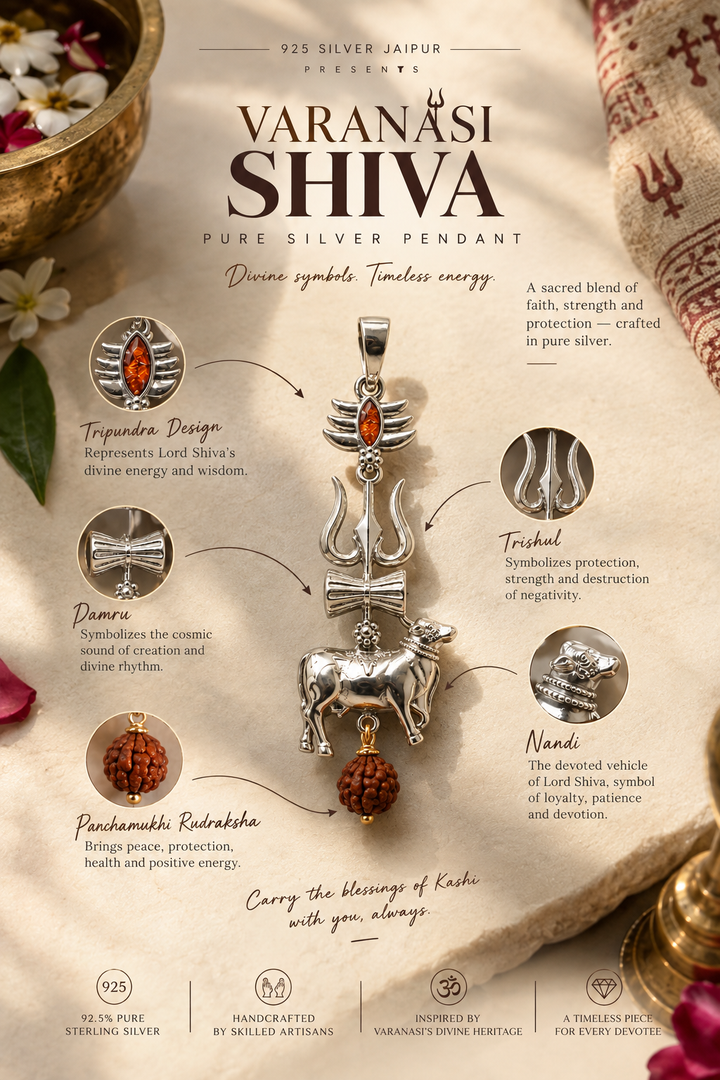 Varanasi Shiva Pure Silver Pendant