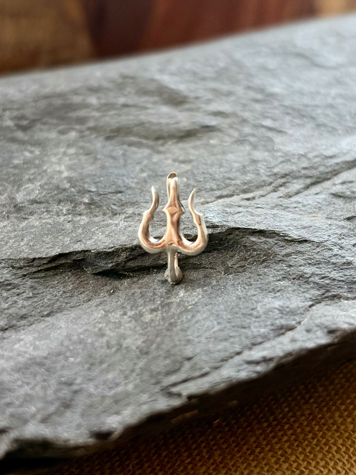 Non-Piercing Silver Trishul Stud (1 piece)