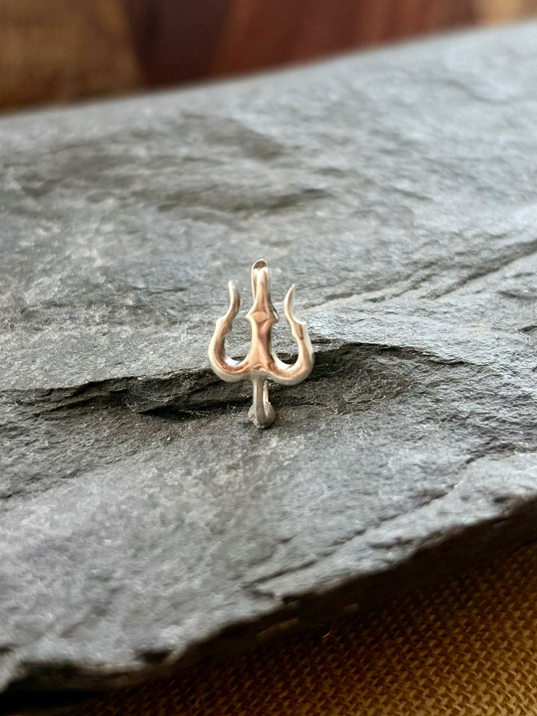 Non-Piercing Silver Trishul Stud (1 piece)