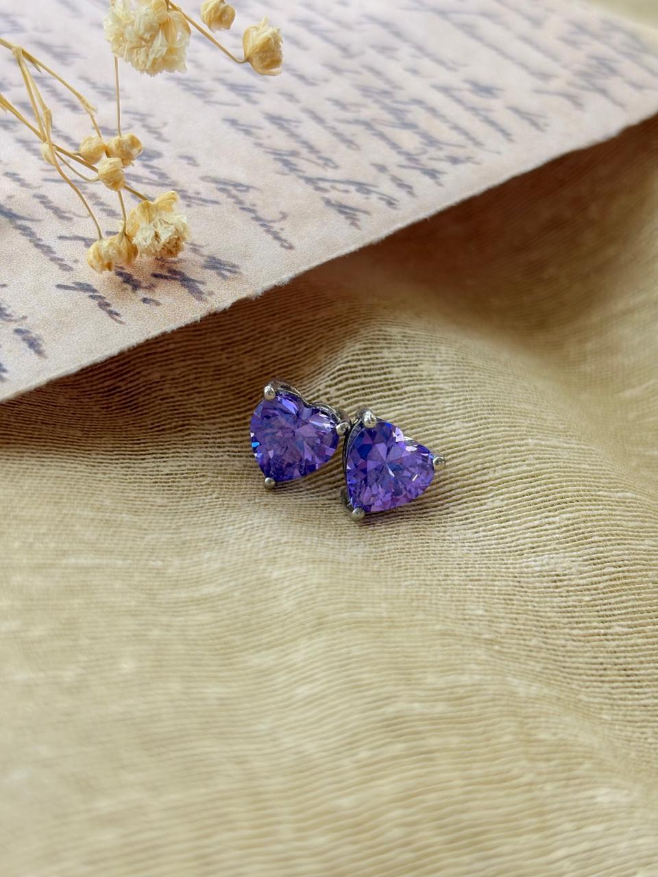 Silver Purple Heart Stud