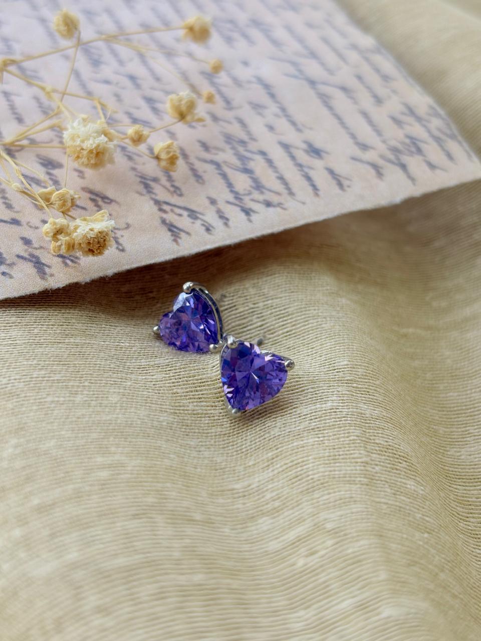 Silver Purple Heart Stud