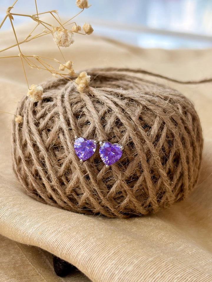 Silver Purple Heart Stud