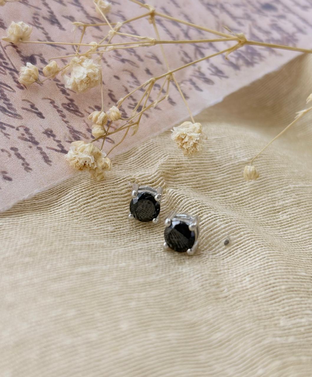 Silver Daily Wear Black Earrings