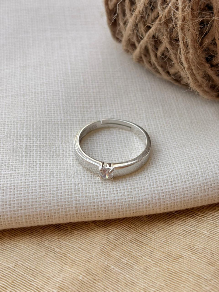 Men’s 925 Sterling Silver Stone Band Ring (adjustable)