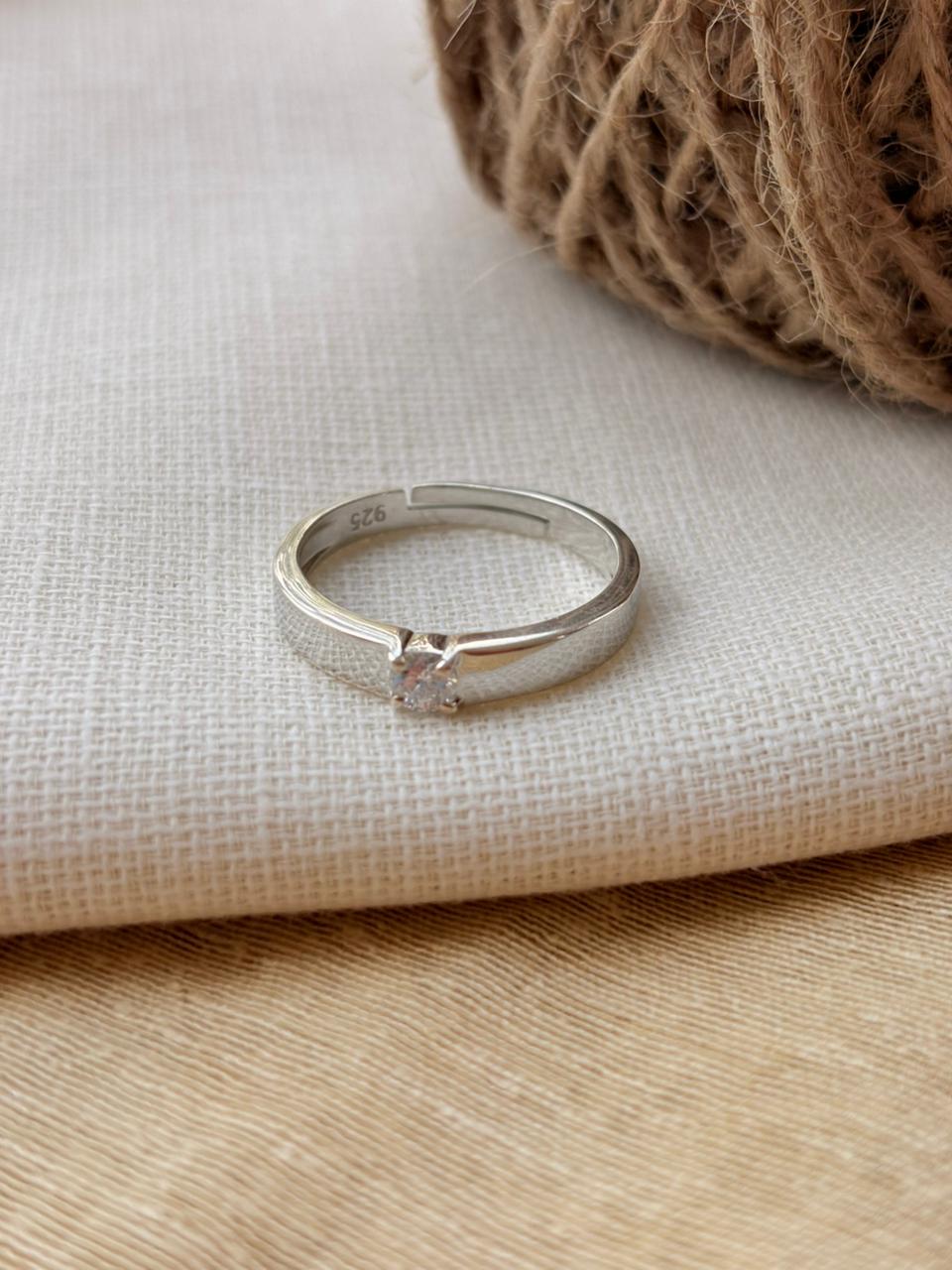 Men’s 925 Sterling Silver Stone Band Ring (adjustable)