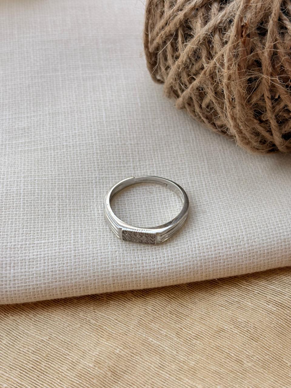 Men Silver Sterling Band (Adjustable)