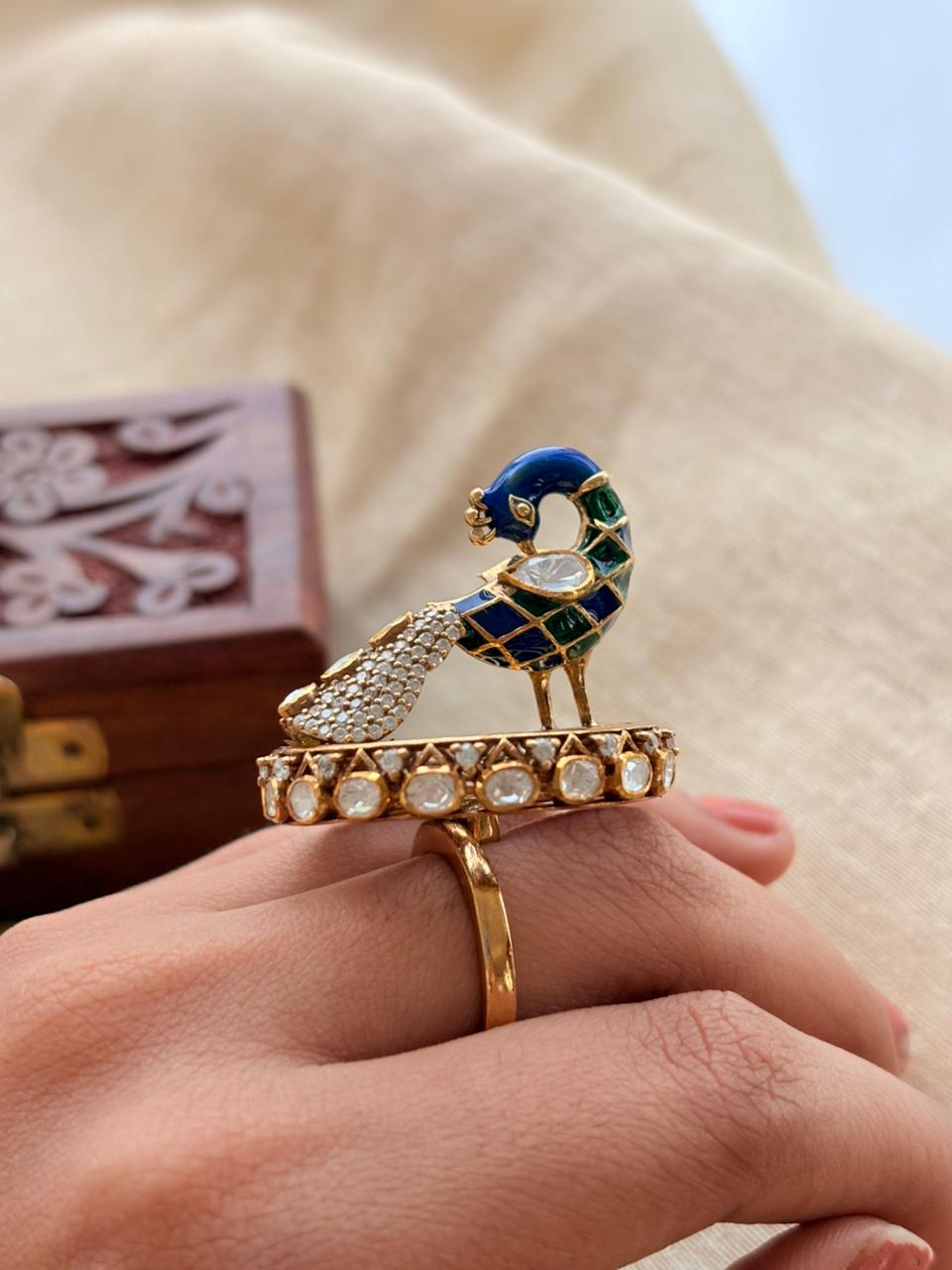 Silver Peacock Cocktail Ring