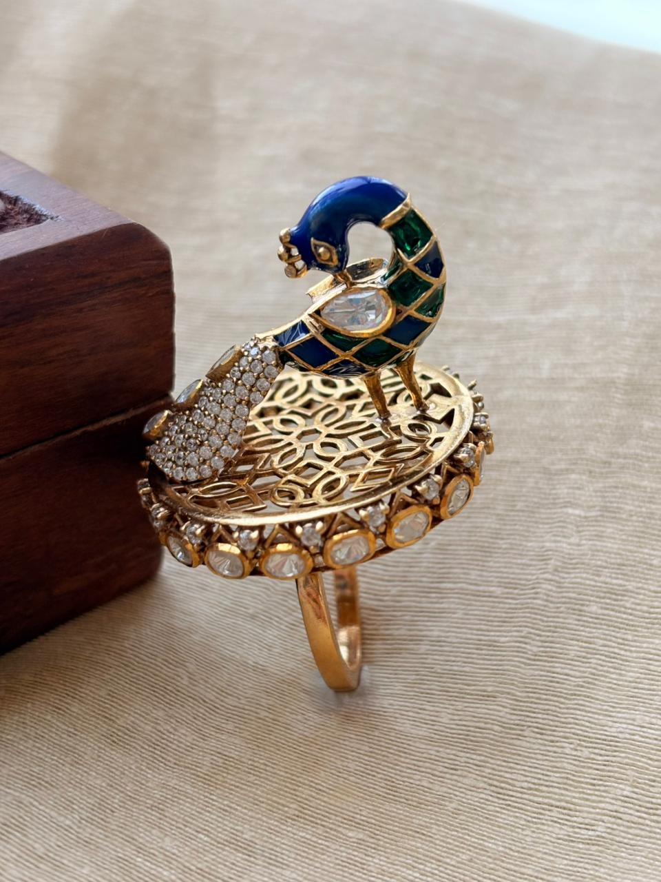 Silver Peacock Cocktail Ring