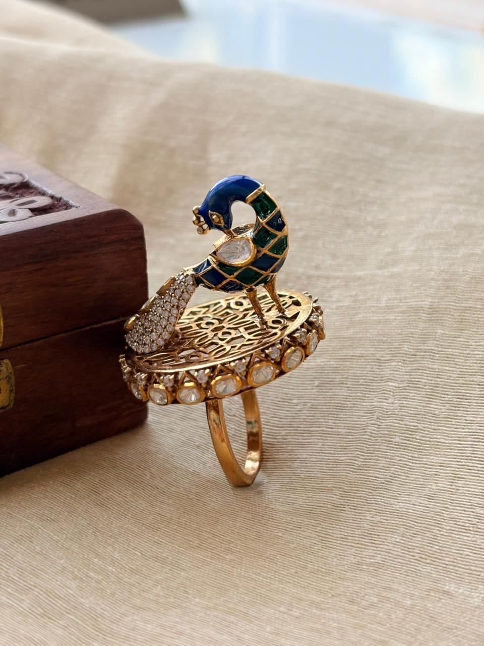 Silver Peacock Cocktail Ring