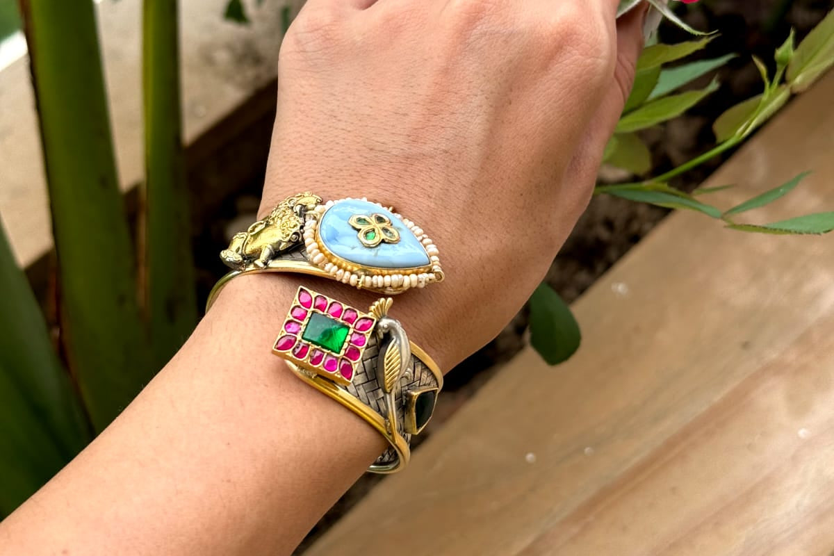 Dual Tone Stone Garden Bangle