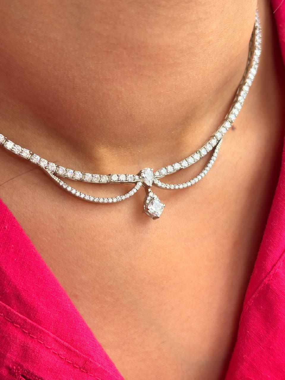 Silver Princess Necklace set (With Chain)