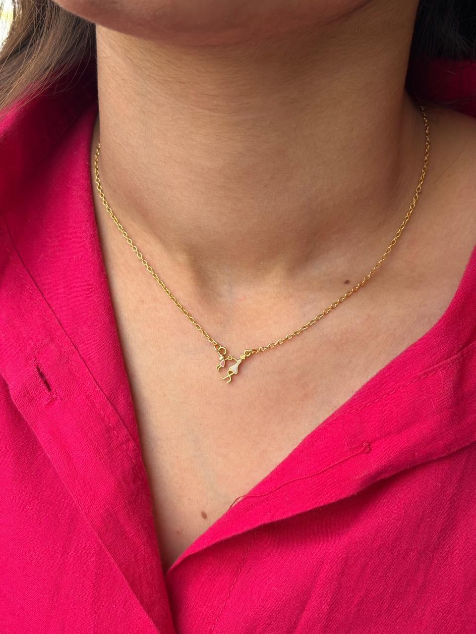 Gold Plated Mother Daughter Necklace (With Chain)