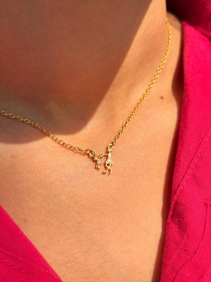 Gold Plated Mother Daughter Necklace (With Chain)
