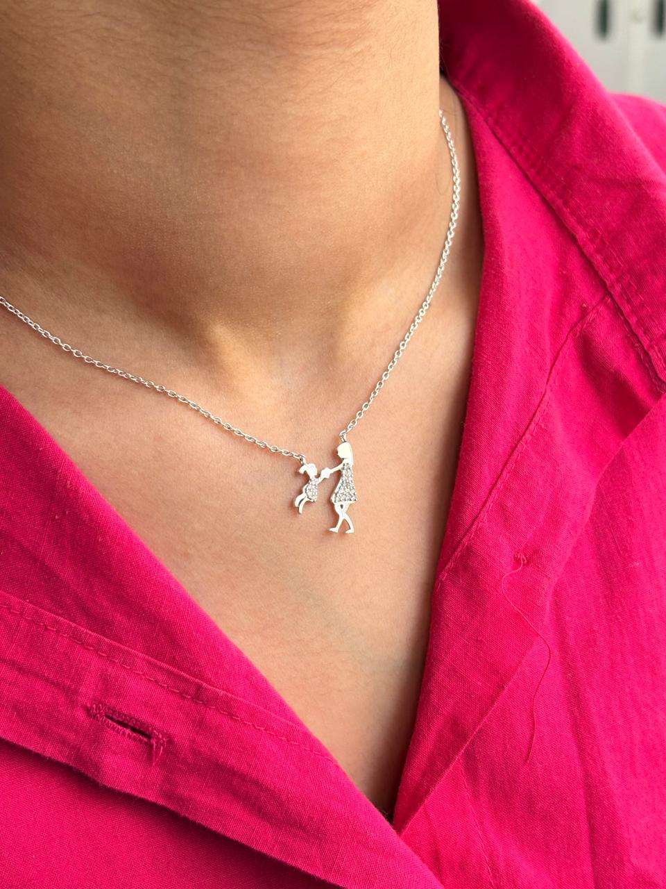 Gold Plated Mother Daughter Necklace (With Chain)