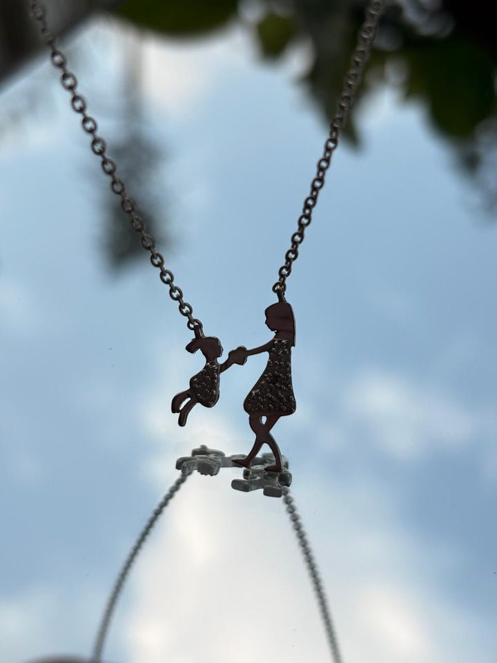 Gold Plated Mother Daughter Necklace (With Chain)