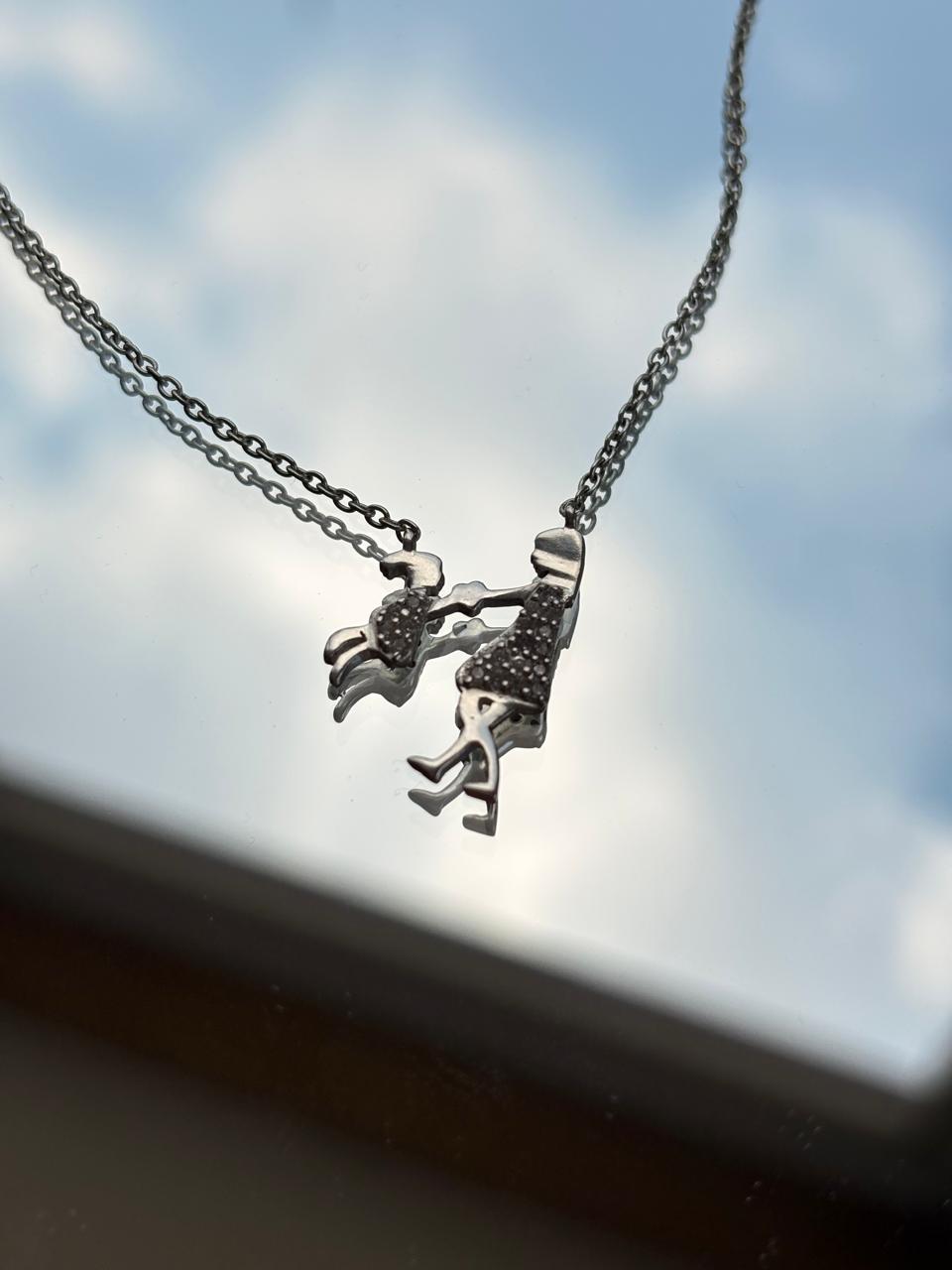 Gold Plated Mother Daughter Necklace (With Chain)