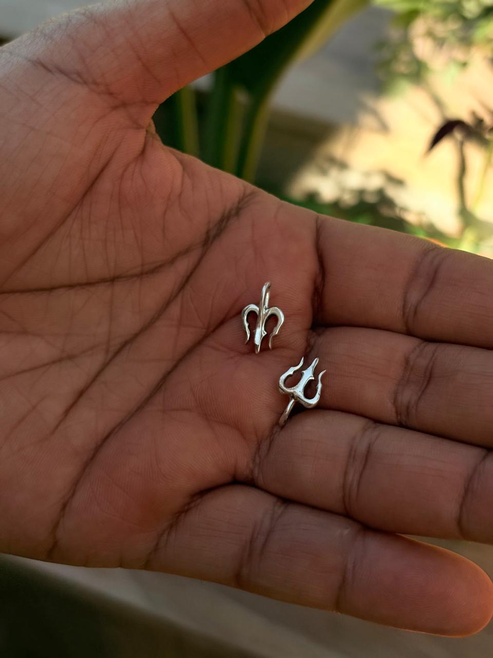 Non-Piercing Silver Trishul Stud (1 piece)