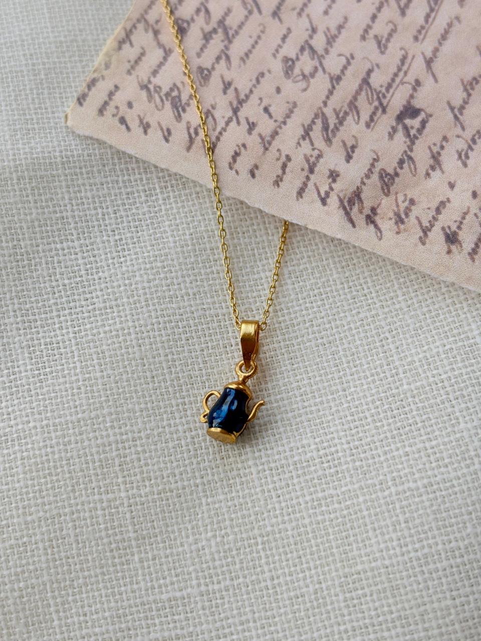 Gold Plated Green Teapot Peantant Without Chain