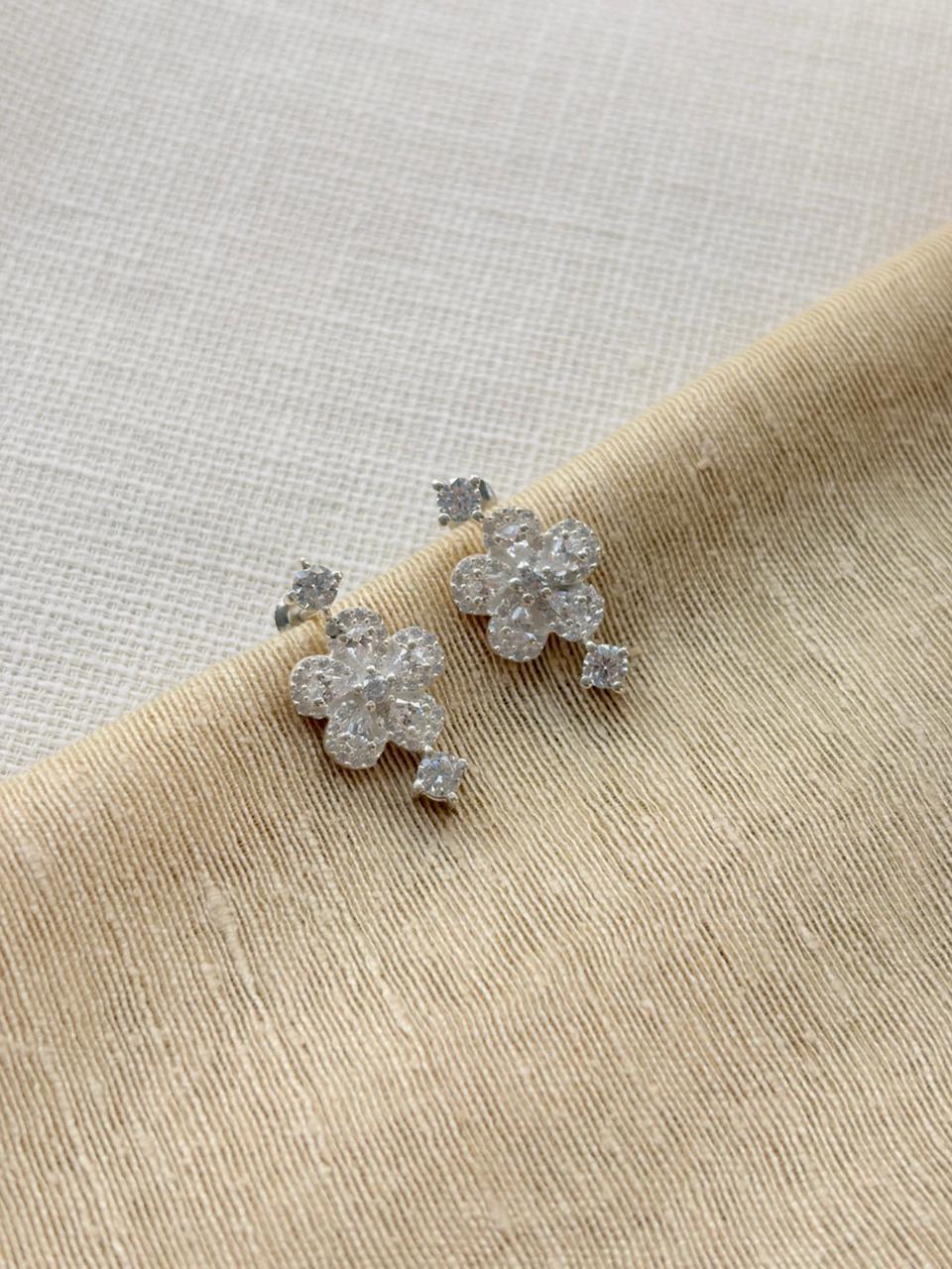 Silver Heart & bloom Earrings