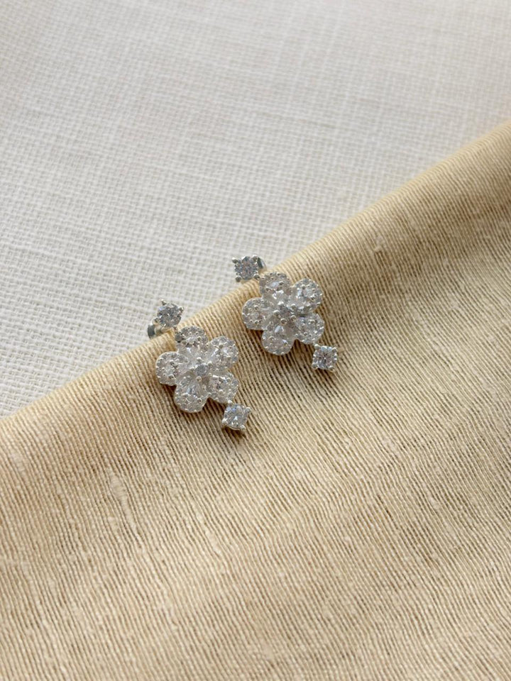Silver Heart & bloom Earrings