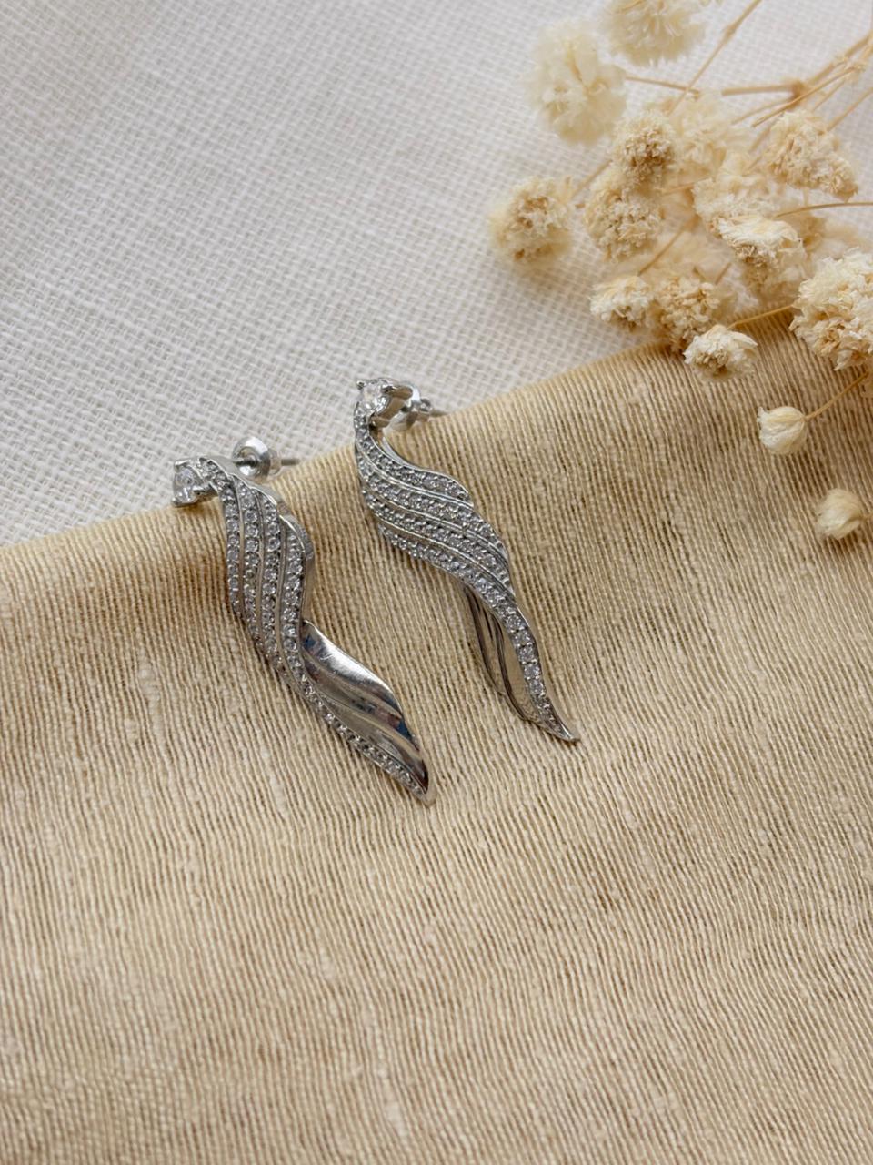 Silver Shining Wave Earrings
