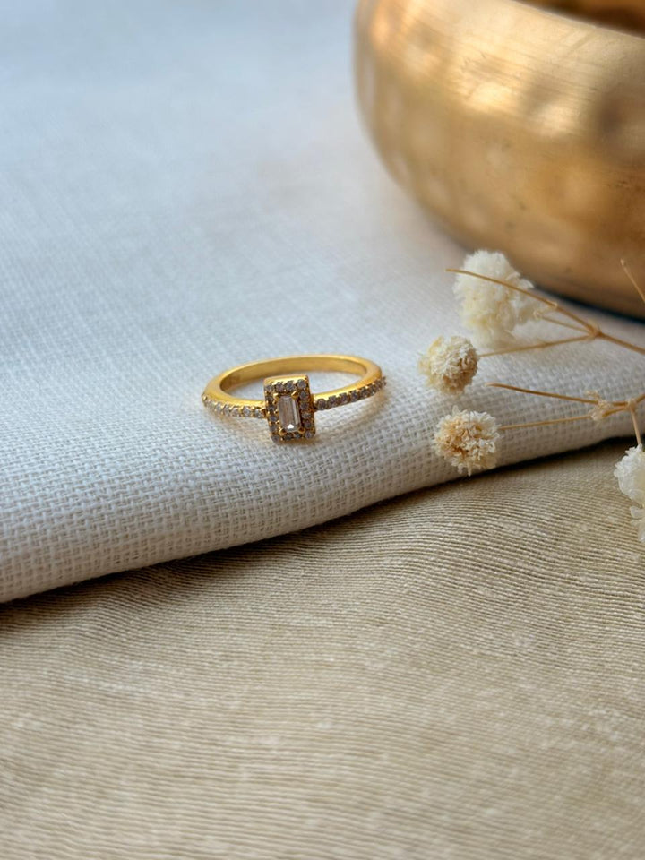 Gold Plated  Solitaire Ring