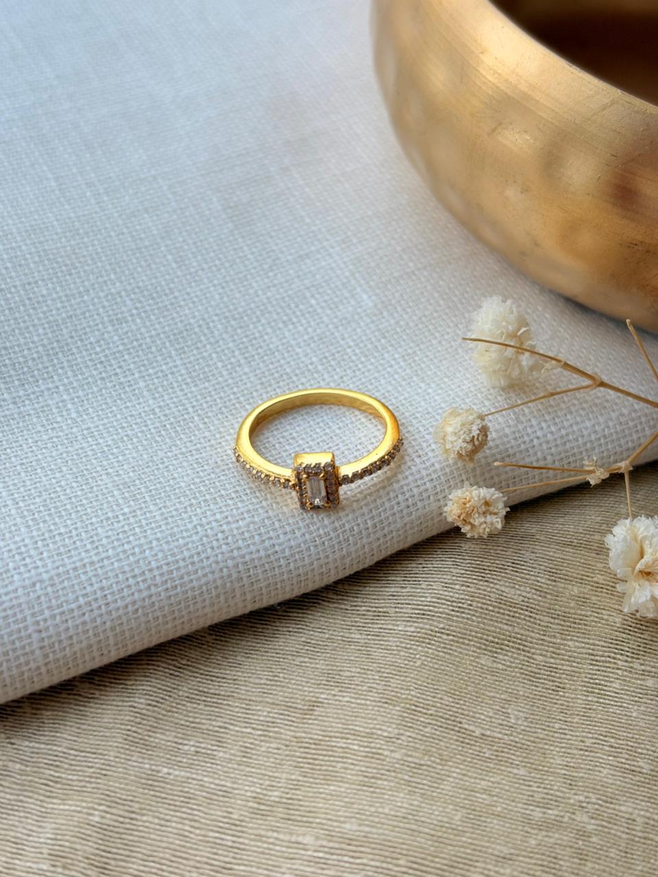 Gold Plated  Solitaire Ring