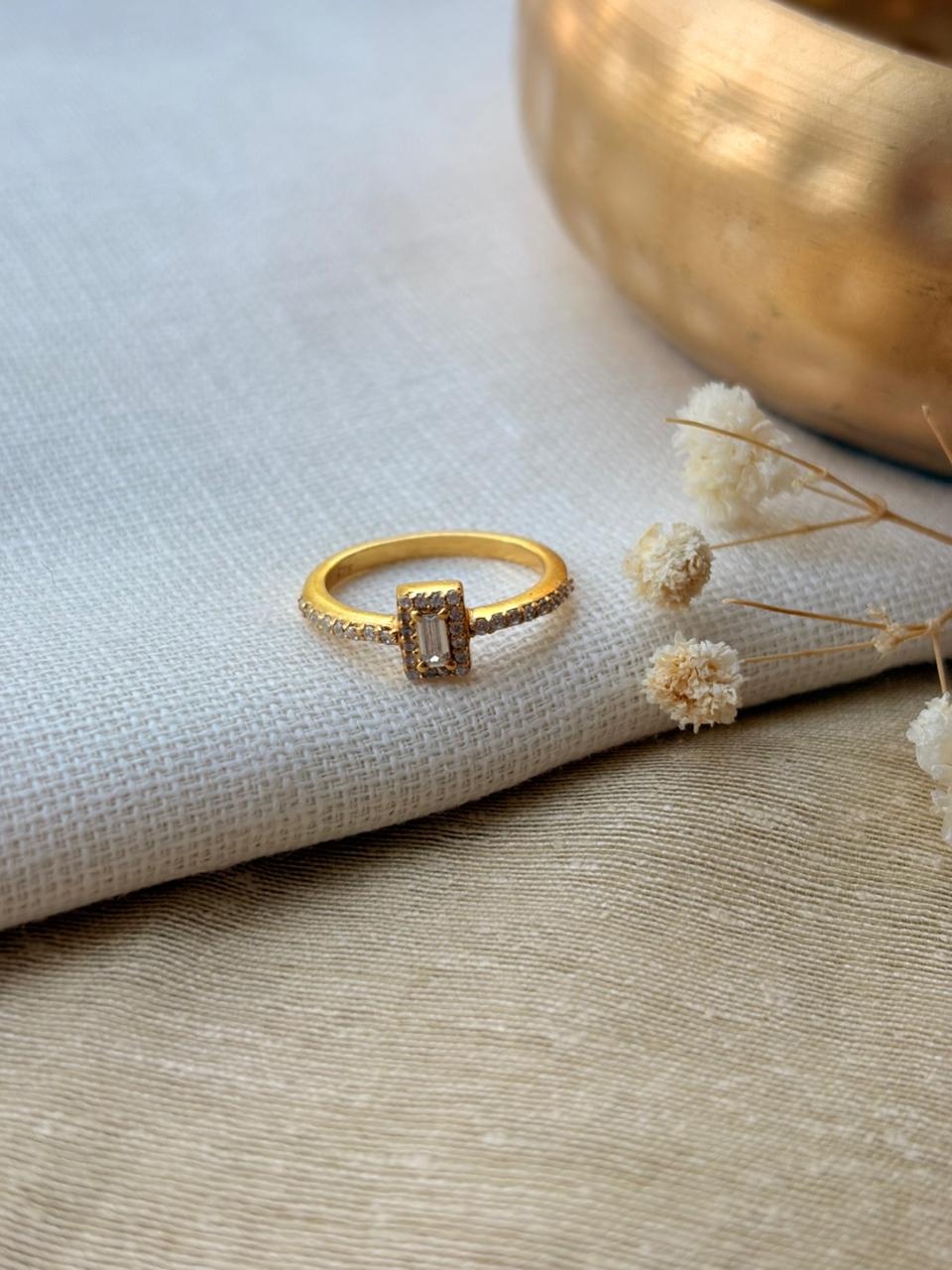Gold Plated  Solitaire Ring