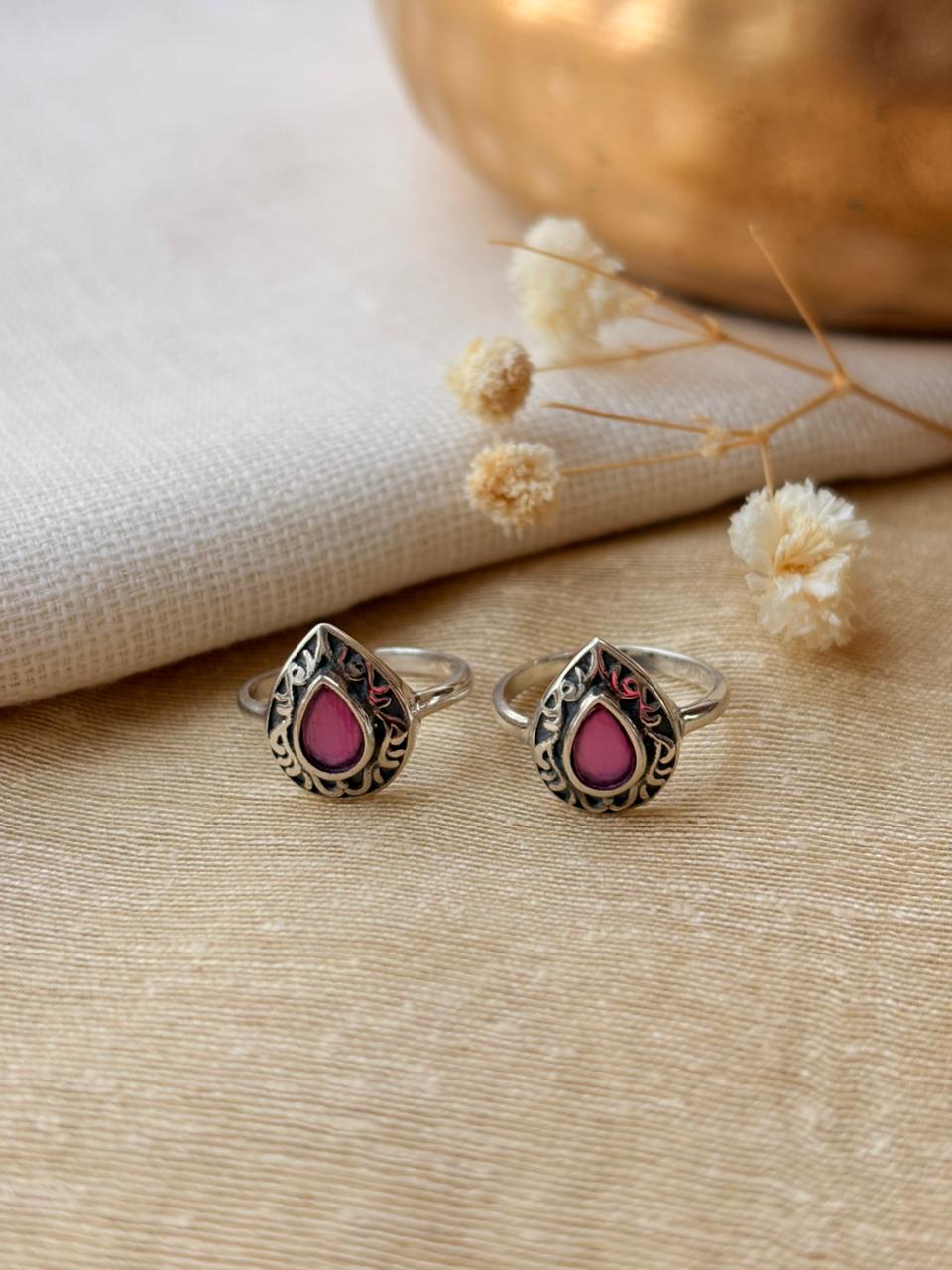 Silver purple Stone Toe Ring