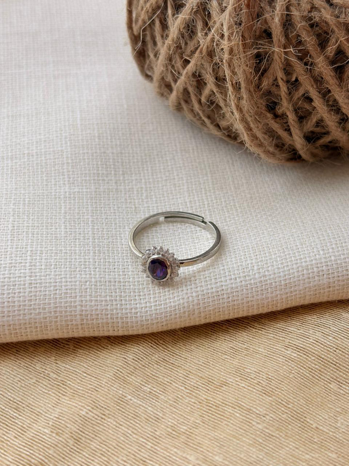 Silver Daily Wear Purple Ring