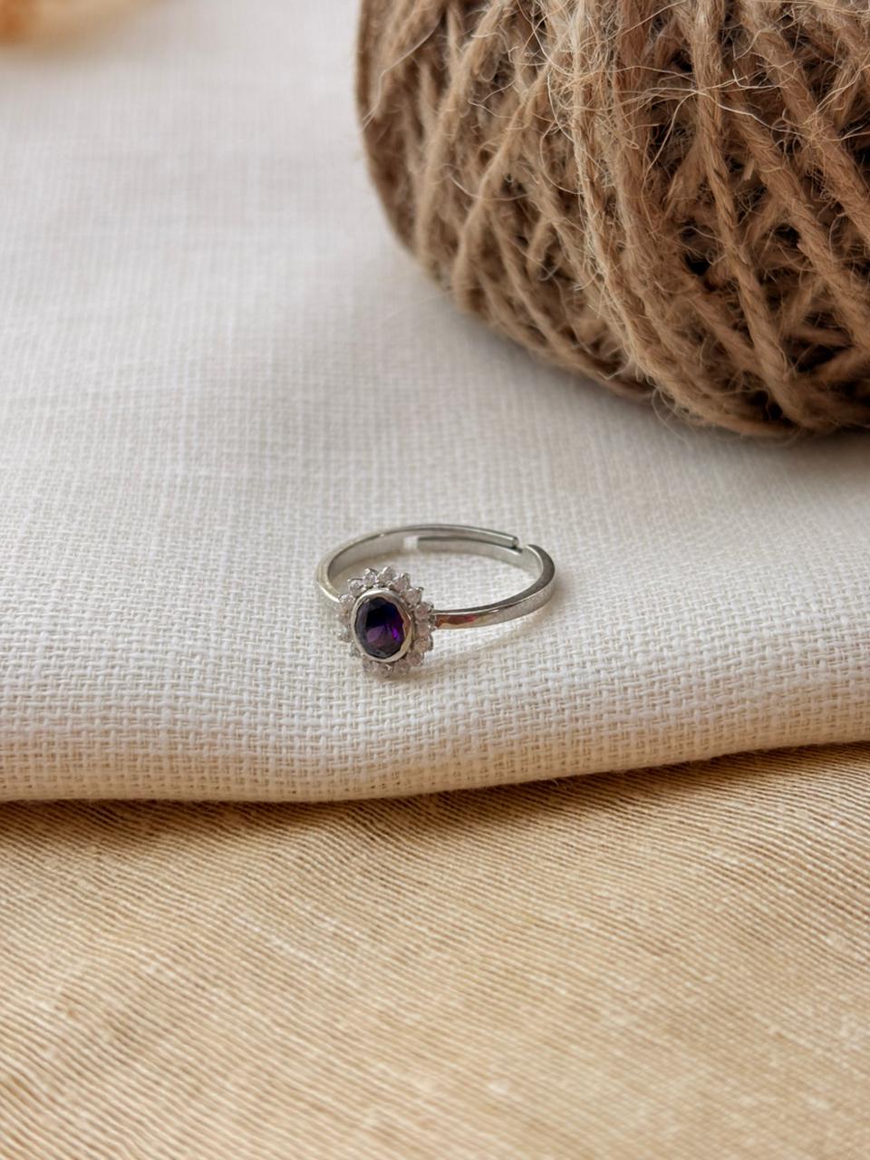 Silver Daily Wear Purple Ring