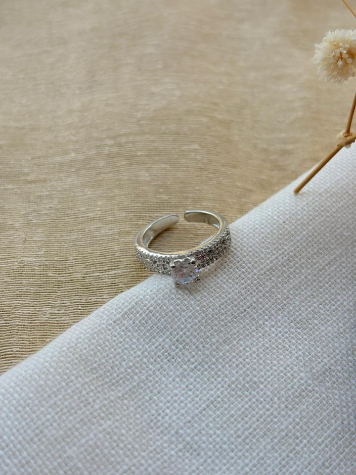 CZ White stone silver ring