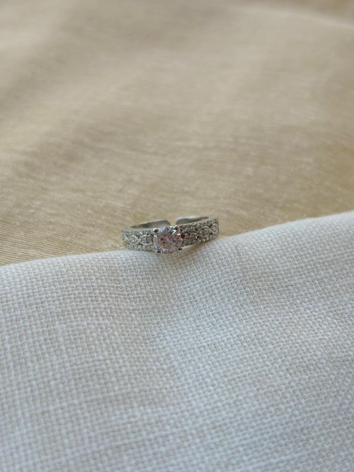 CZ White stone silver ring