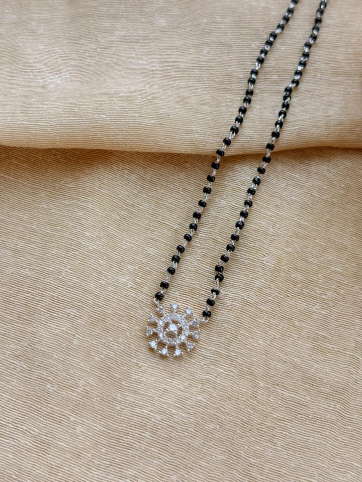 Silver Round  Mangalsutra Necklace  (With Chain)