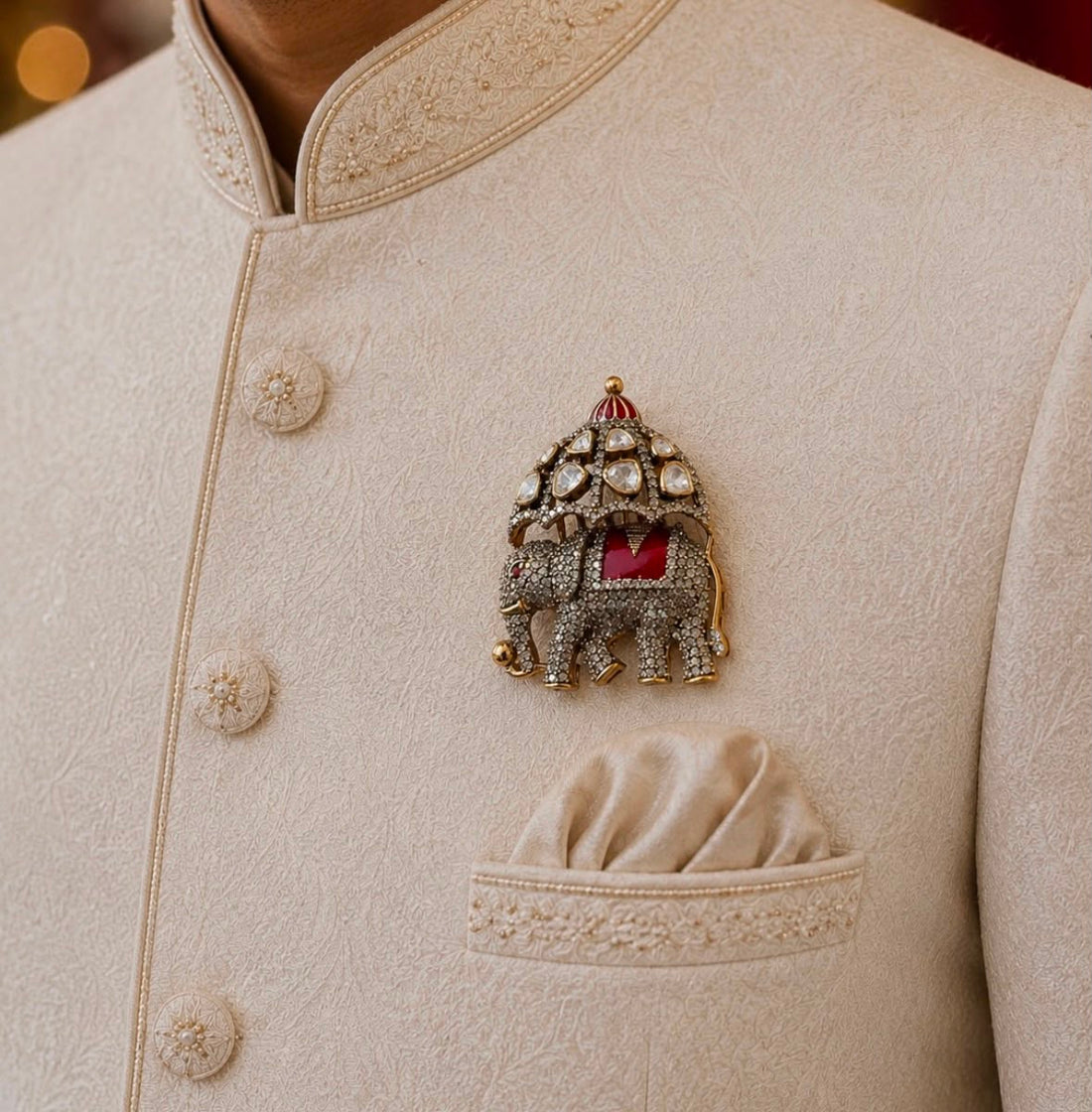 Silver Gajraj Brooch