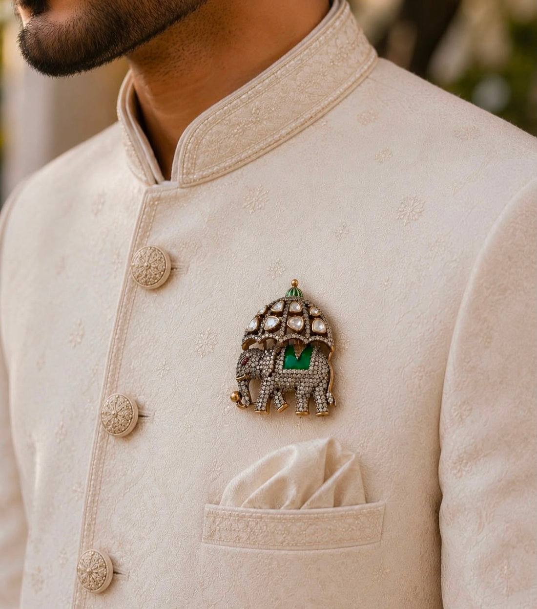 Silver Gajraj Brooch