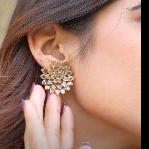 flower silver earrings