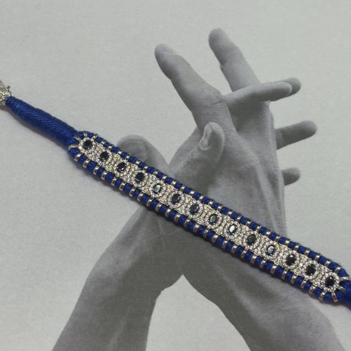 Silver Blue Thread Bracelet