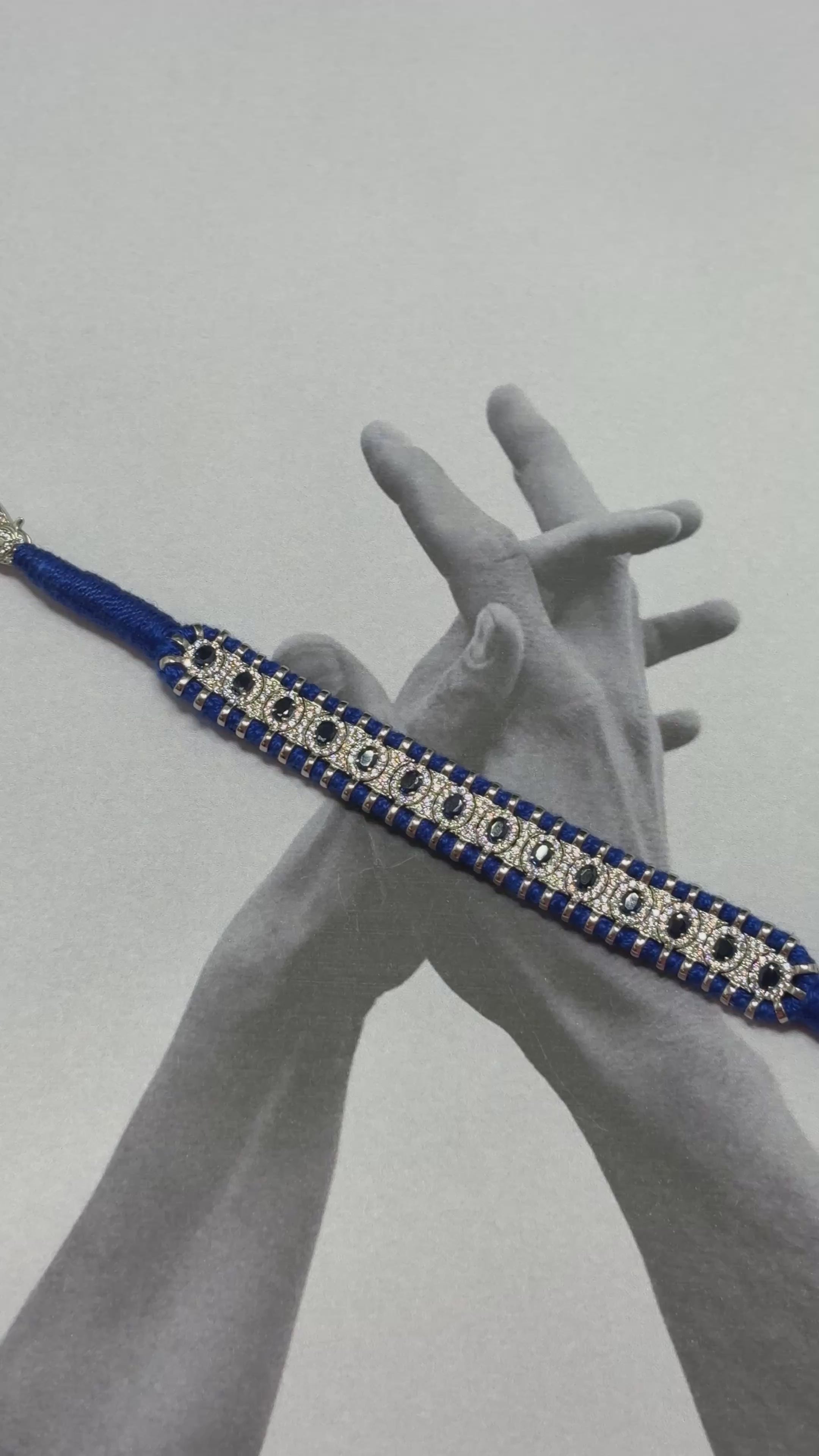 Silver Blue Thread Bracelet