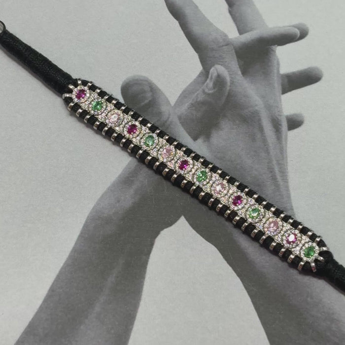 silver Multi-colour thread bracelet