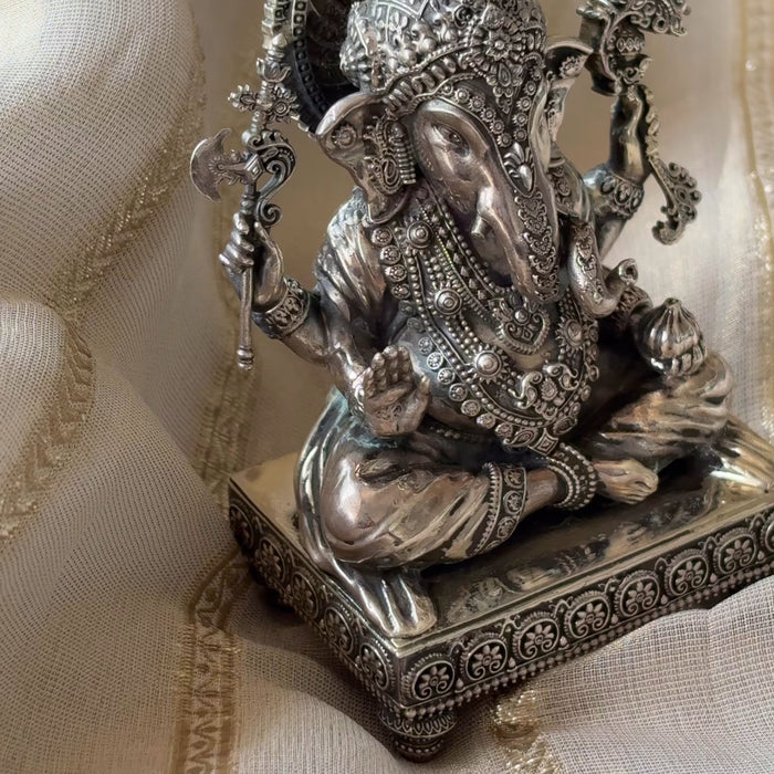 silver ganesh murti